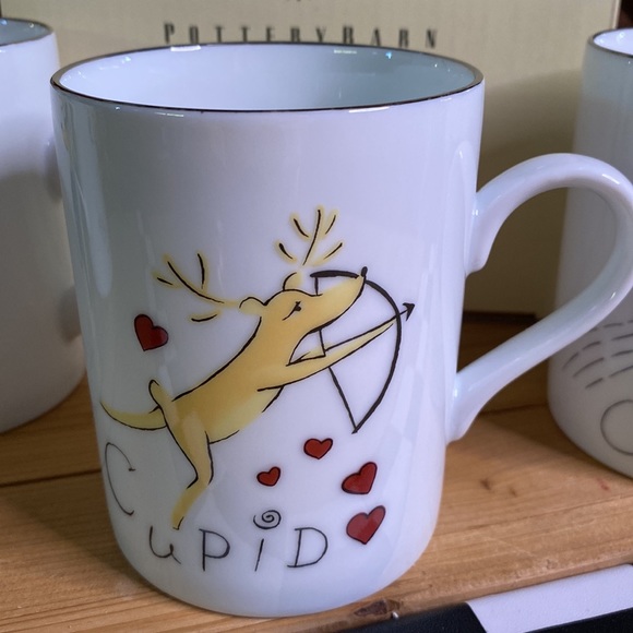 Pottery Barn Santa's Reindeer Silver Rim Mugs Assorted Box - Set Of 4 🎅🏻🎄🦌 - Picture 5 of 16